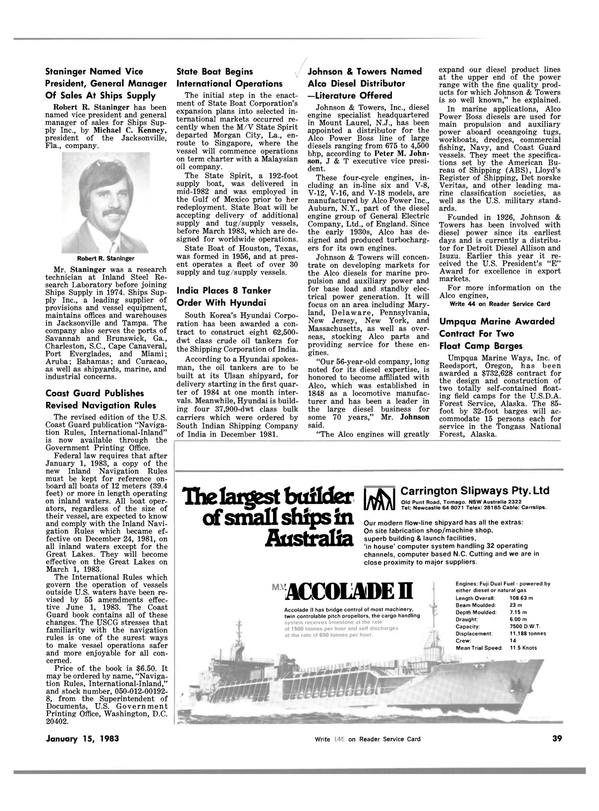 Maritime Reporter Magazine, page 35,  Jan 15, 1983