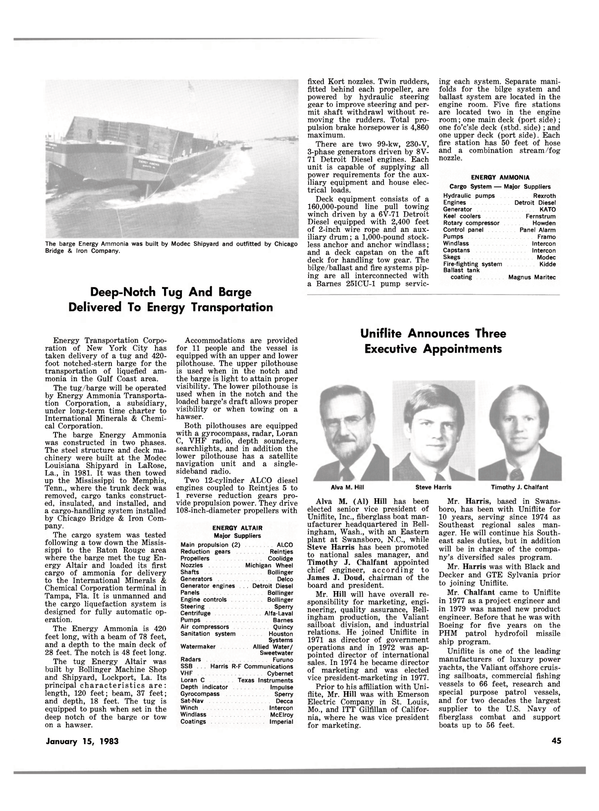 Maritime Reporter Magazine, page 41,  Jan 15, 1983