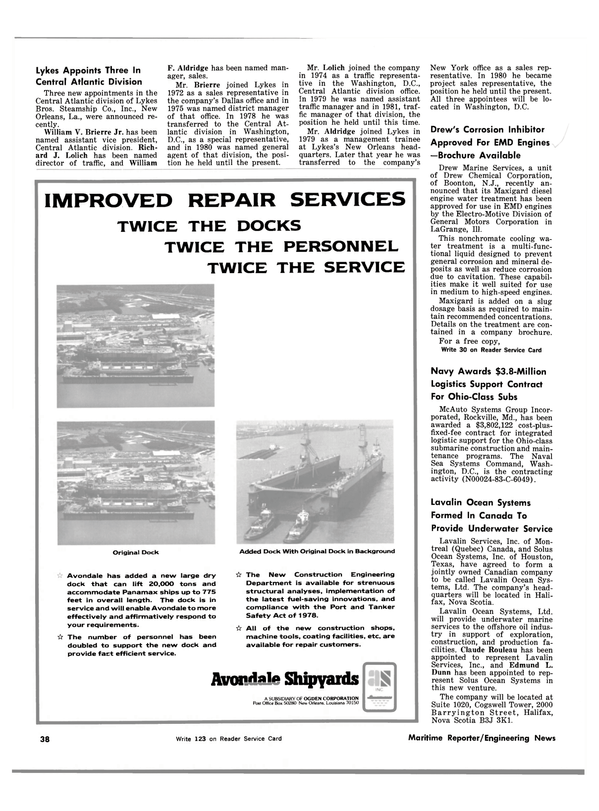 Maritime Reporter Magazine, page 36,  Mar 1983