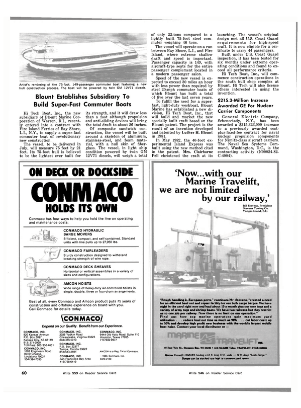 Maritime Reporter Magazine, page 60,  Mar 1983