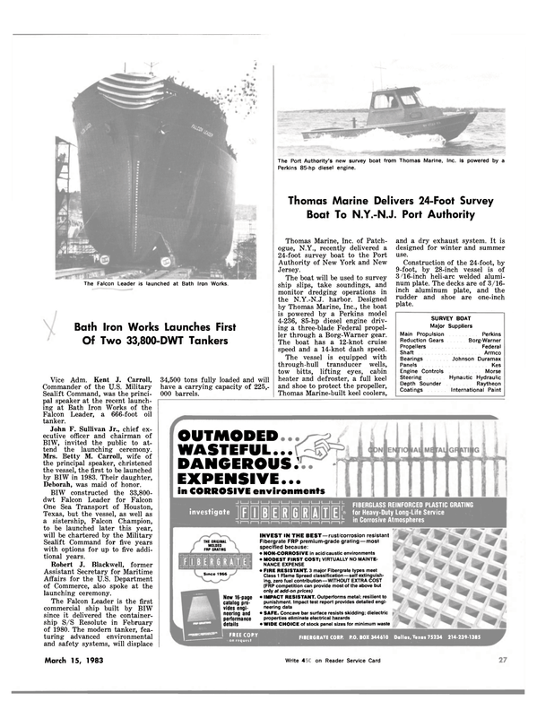 Maritime Reporter Magazine, page 27,  Mar 15, 1983