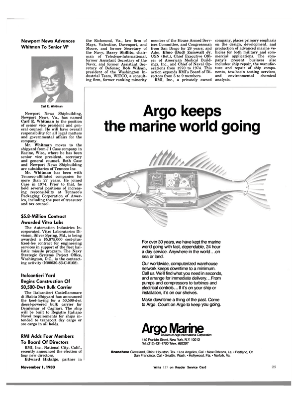 Maritime Reporter Magazine, page 27,  Nov 1983