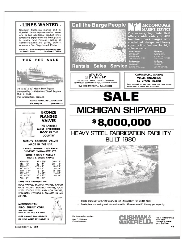 Maritime Reporter Magazine, page 45,  Nov 15, 1983