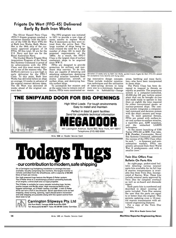 Maritime Reporter Magazine, page 12,  Dec 15, 1983
