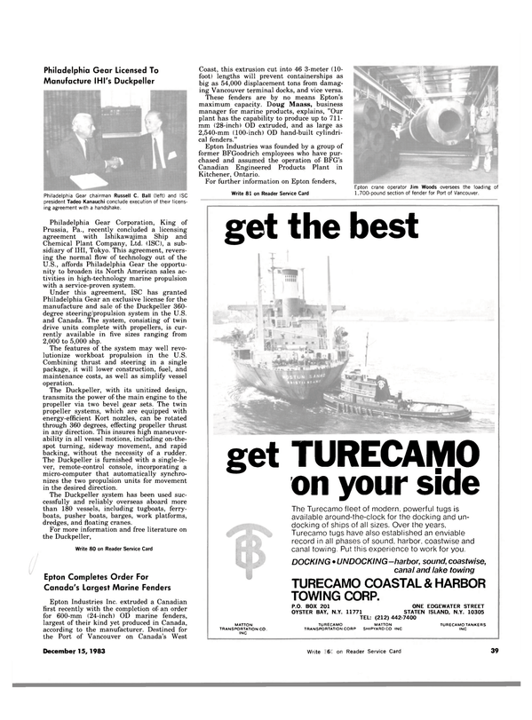 Maritime Reporter Magazine, page 39,  Dec 15, 1983