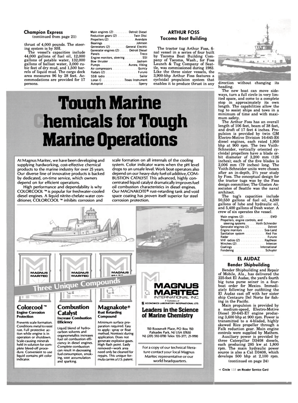 Maritime Reporter Magazine, page 20,  Jan 1984