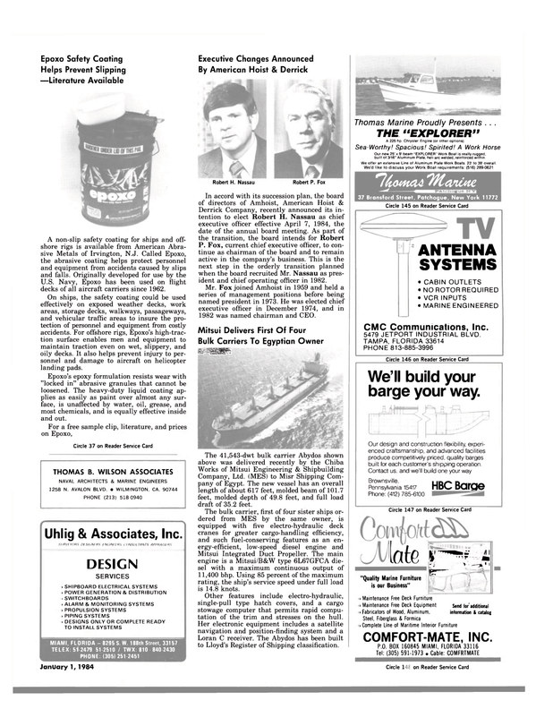 Maritime Reporter Magazine, page 53,  Jan 1984