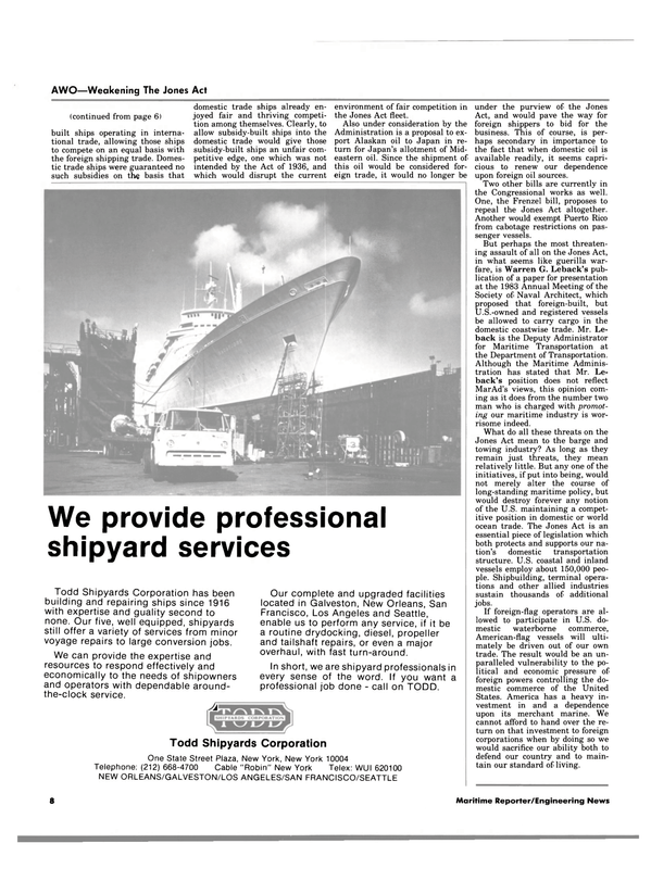 Maritime Reporter Magazine, page 6,  Jan 1984