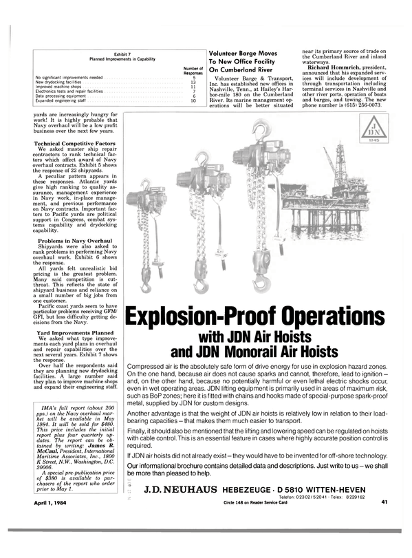 Maritime Reporter Magazine, page 39,  Apr 1984