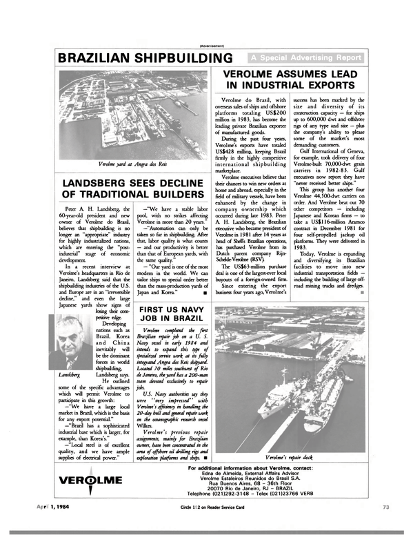 Maritime Reporter Magazine, page 69,  Apr 1984