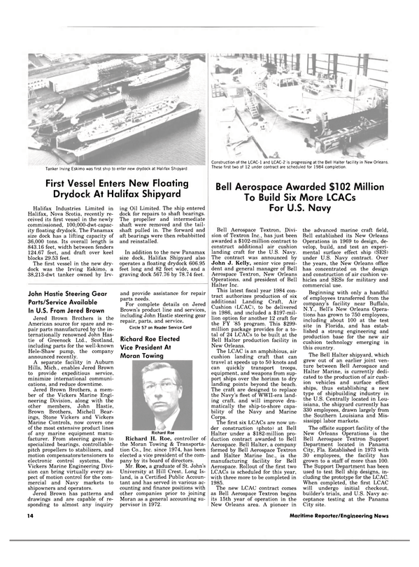 Maritime Reporter Magazine, page 12,  Apr 15, 1984