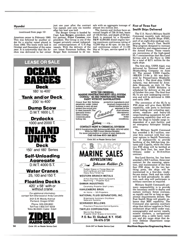 Maritime Reporter Magazine, page 12,  Aug 1984