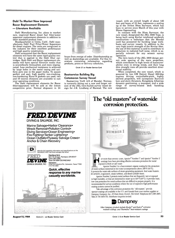 Maritime Reporter Magazine, page 51,  Aug 15, 1984