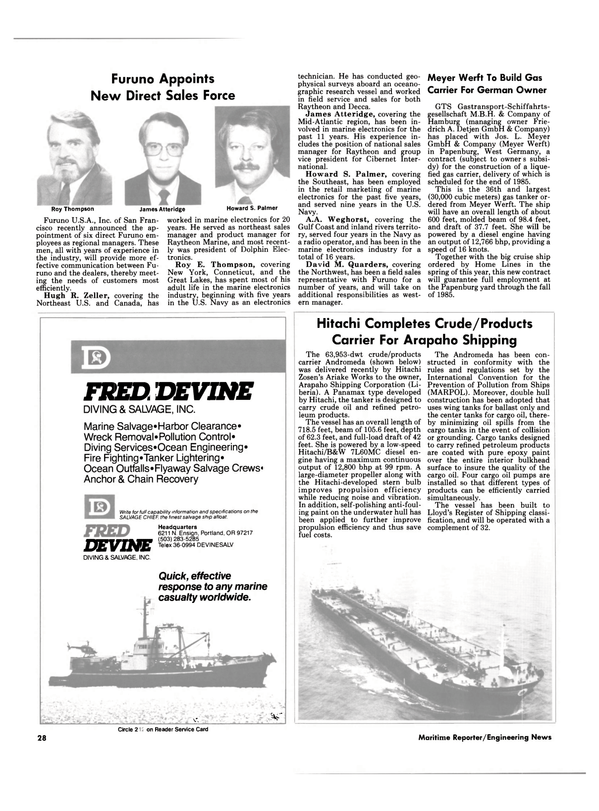 Maritime Reporter Magazine, page 26,  Oct 15, 1984