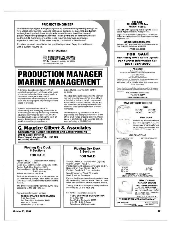 Maritime Reporter Magazine, page 35,  Oct 15, 1984