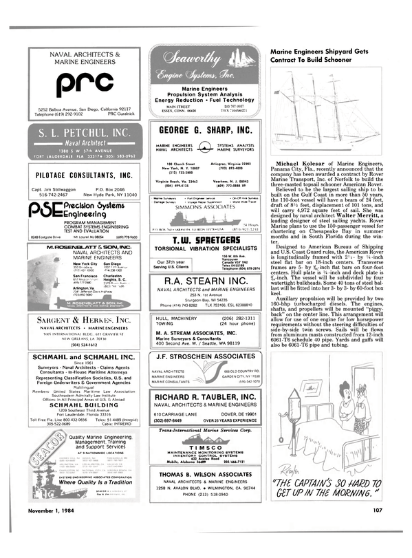 Maritime Reporter Magazine, page 103,  Nov 1984