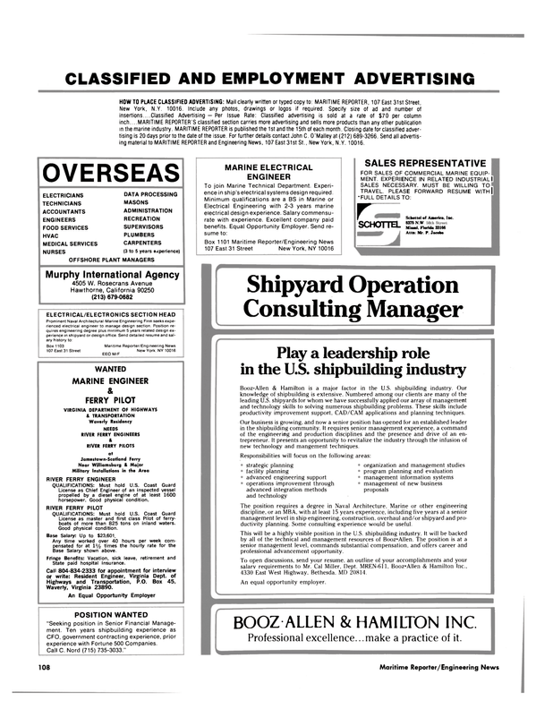 Maritime Reporter Magazine, page 104,  Nov 1984