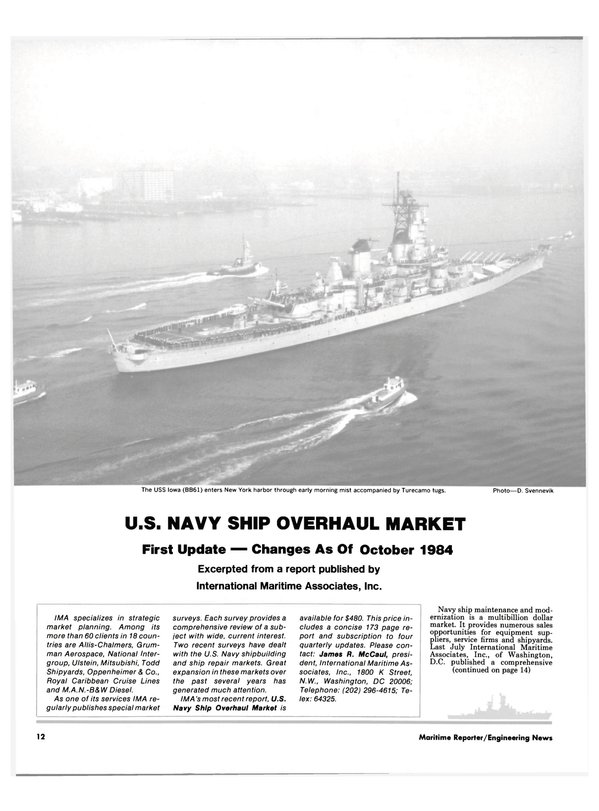 Maritime Reporter Magazine, page 10,  Nov 15, 1984