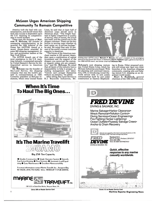 Maritime Reporter Magazine, page 4,  Nov 15, 1984