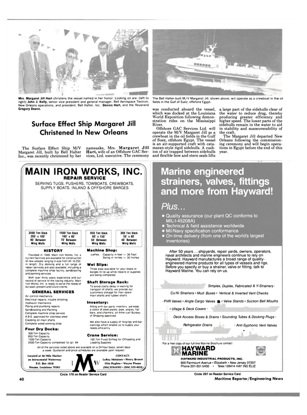 Maritime Reporter Magazine, page 40,  Dec 1984