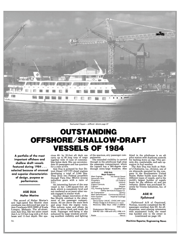 Maritime Reporter Magazine, page 14,  Jan 1985