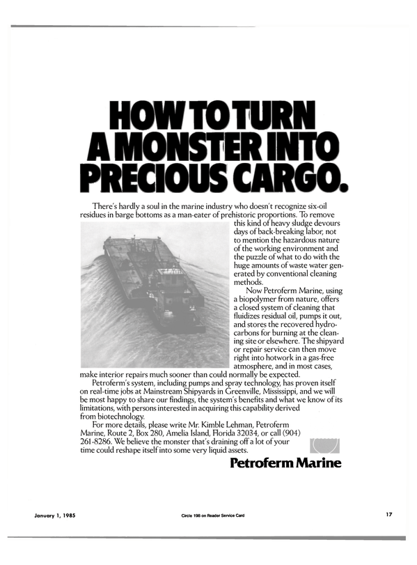 Maritime Reporter Magazine, page 15,  Jan 1985