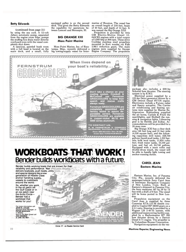 Maritime Reporter Magazine, page 22,  Jan 1985