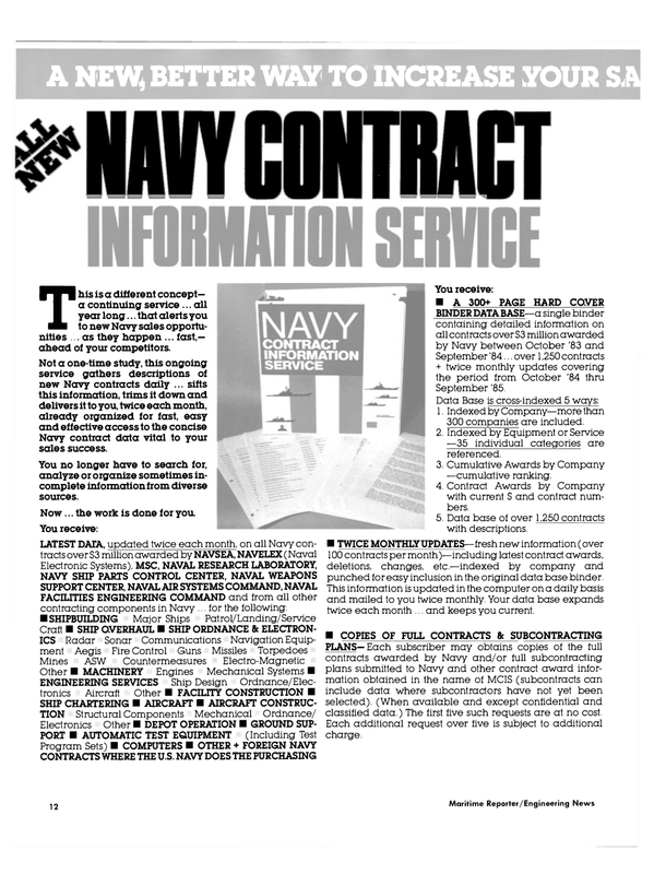 Maritime Reporter Magazine, page 10,  Jan 15, 1985