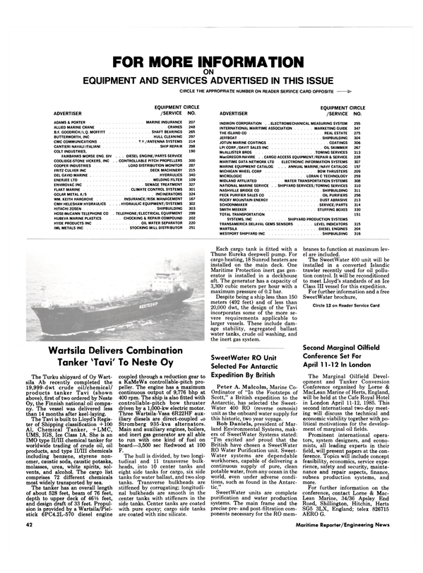 Maritime Reporter Magazine, page 42,  Feb 15, 1985