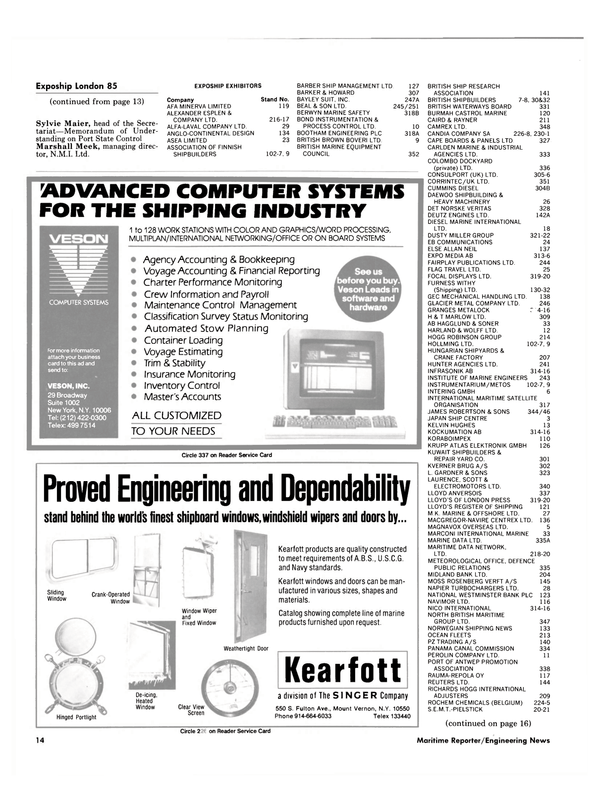 Maritime Reporter Magazine, page 12,  Mar 1985