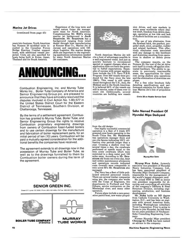 Maritime Reporter Magazine, page 44,  Mar 1985