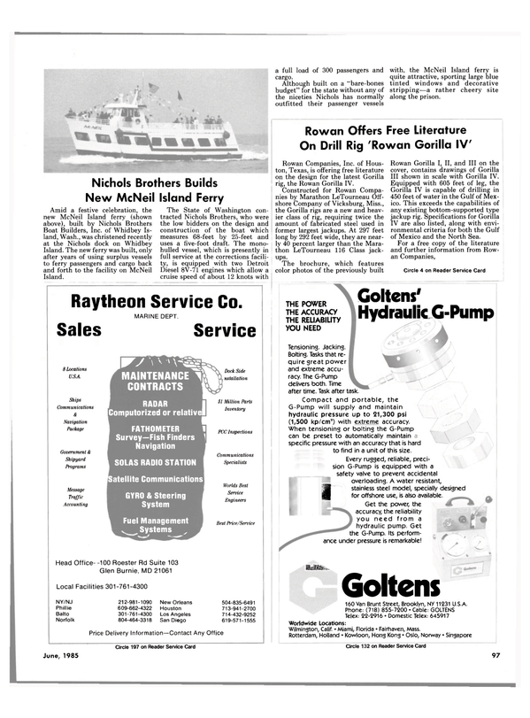 Maritime Reporter Magazine, page 99,  Jun 1985