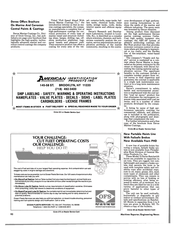 Maritime Reporter Magazine, page 94,  Jun 1985