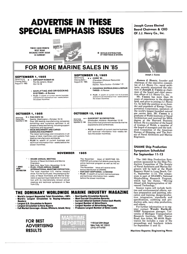 Maritime Reporter Magazine, page 6,  Aug 1985