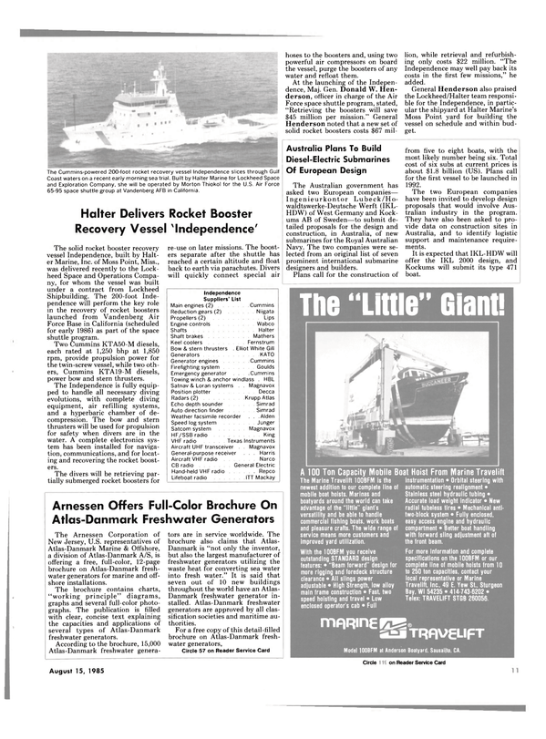 Maritime Reporter Magazine, page 9,  Aug 15, 1985