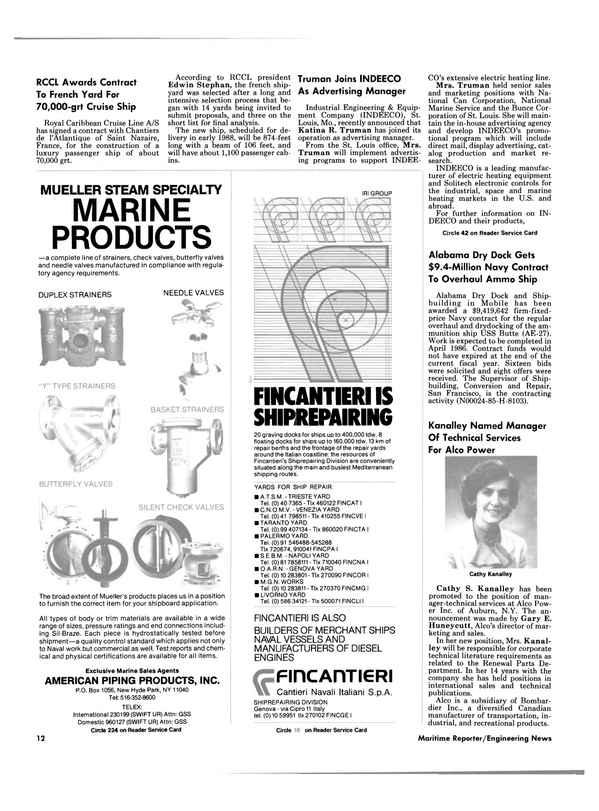 Maritime Reporter Magazine, page 10,  Sep 1985