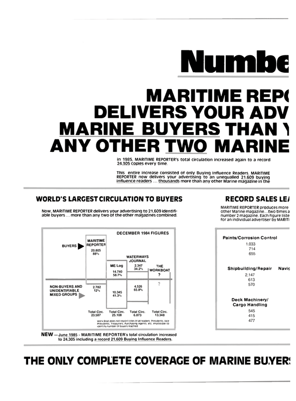 Maritime Reporter Magazine, page 42,  Sep 1985