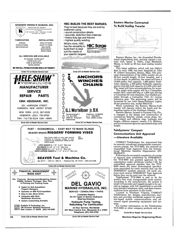 Maritime Reporter Magazine, page 92,  Nov 1985