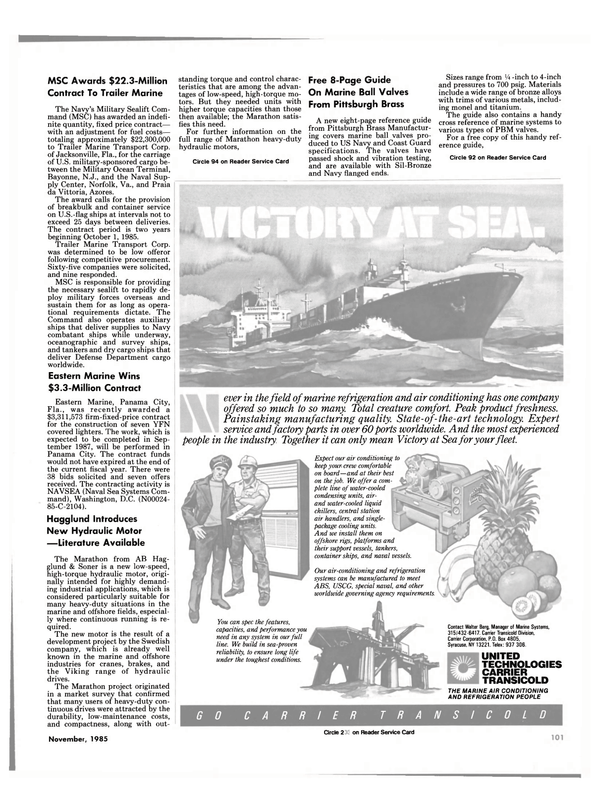 Maritime Reporter Magazine, page 95,  Nov 1985