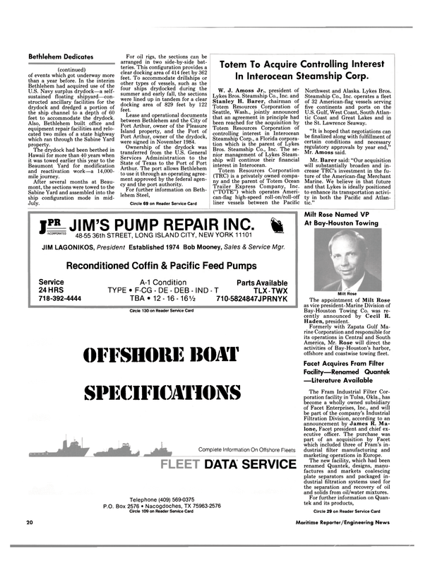 Maritime Reporter Magazine, page 20,  Dec 1985