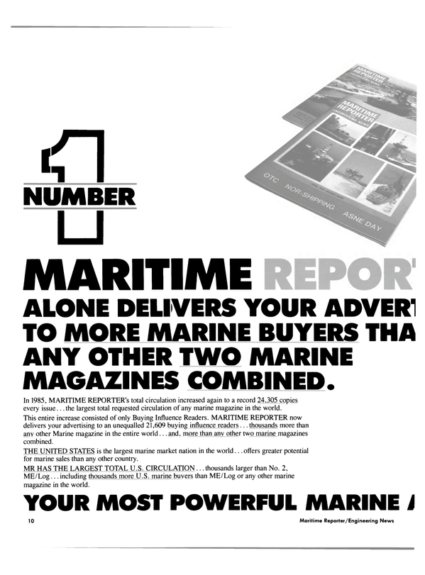 Maritime Reporter Magazine, page 8,  Jan 15, 1986