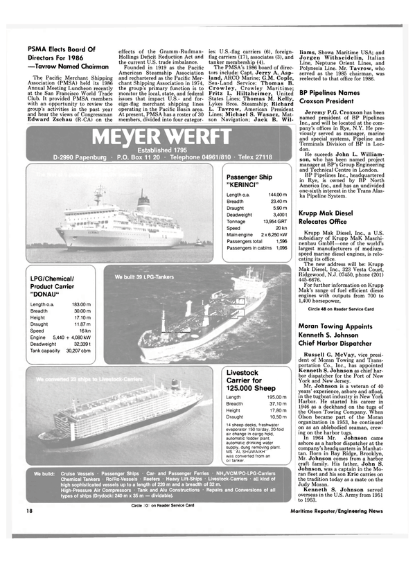 Maritime Reporter Magazine, page 16,  May 1986