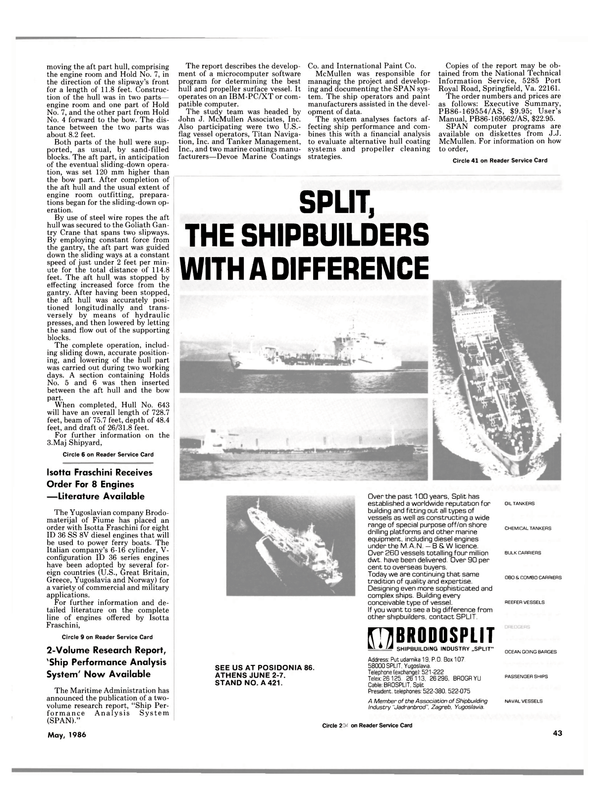 Maritime Reporter Magazine, page 41,  May 1986