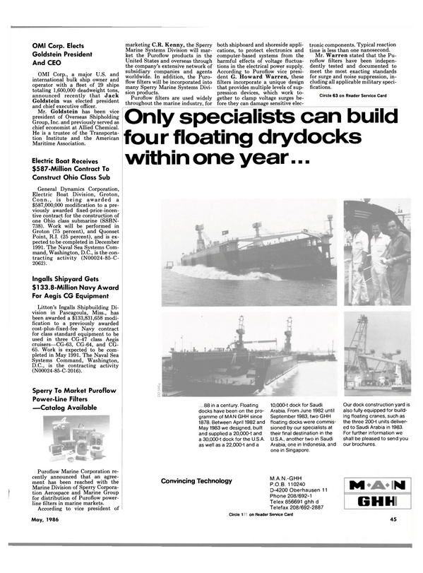 Maritime Reporter Magazine, page 43,  May 1986