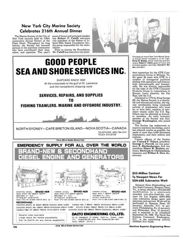 Maritime Reporter Magazine, page 106,  Jun 1986