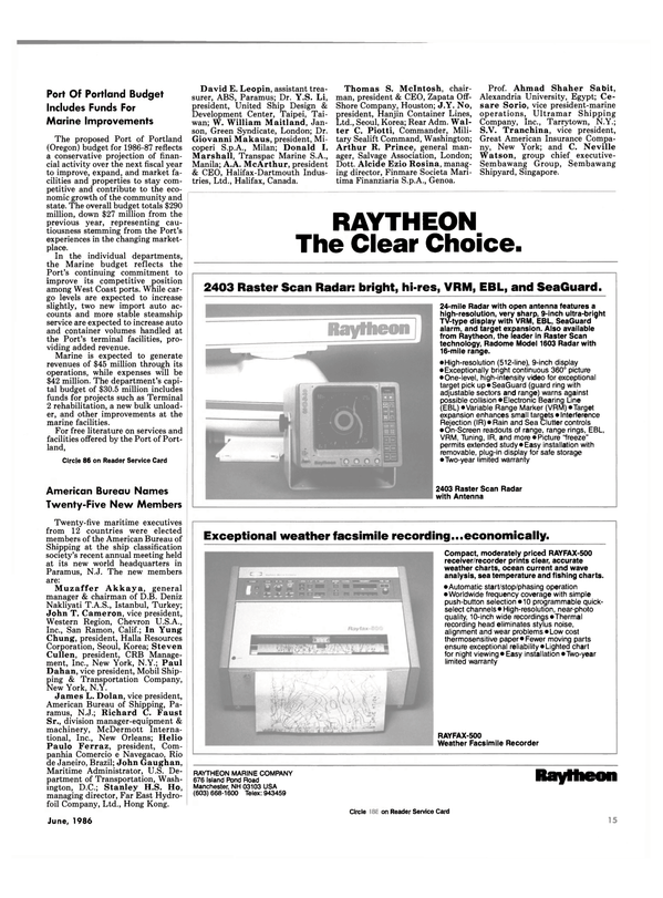 Maritime Reporter Magazine, page 13,  Jun 1986