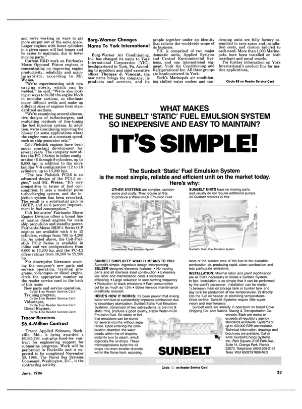 Maritime Reporter Magazine, page 23,  Jun 1986