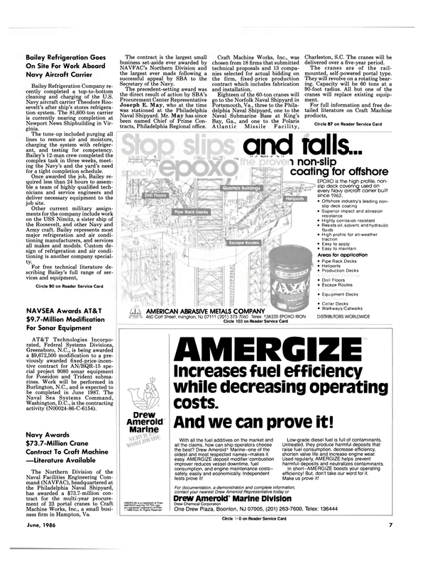 Maritime Reporter Magazine, page 5,  Jun 1986