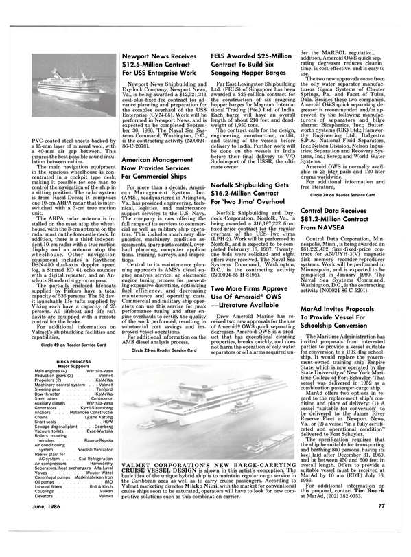Maritime Reporter Magazine, page 77,  Jun 1986