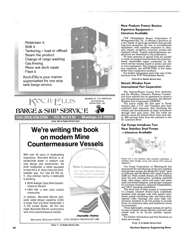 Maritime Reporter Magazine, page 90,  Jun 1986